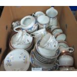 Box of assorted china to include: Czechoslovakian part teaware, polychrome floral and bubble