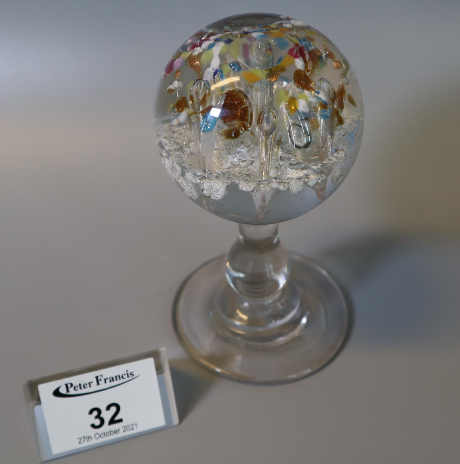 Art glass pedestal paperweight. (B.P. 21% + VAT)