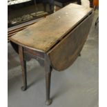 19th century oak gate leg table with shaped sides on pad feet. (B.P. 21% + VAT)