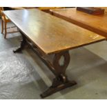 Early 20th Century oak refectory type table of rectangular form with shaped sides and central shaped
