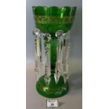 Victoria green glass and gilded vase lustre. (B.P. 21% + VAT)