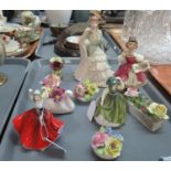 Tray of porcelain figurines and ornaments to include: Coalport 'Age of Elegance, Victoria Gardens'