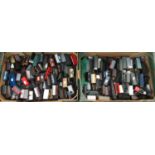 Two trays of Hornby and other 00 gauge locomotives and rolling stock, tenders, carriages, etc. (