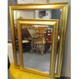 Two modern gilt framed rectangular mirrors. 92 x 120cm and 66 x 98cm approx. (2) (B.P. 21% + VAT)