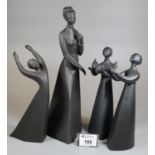 Four Royal Doulton black basalt design figurines to include; 'Peace' x 2, 'Awakening' and '