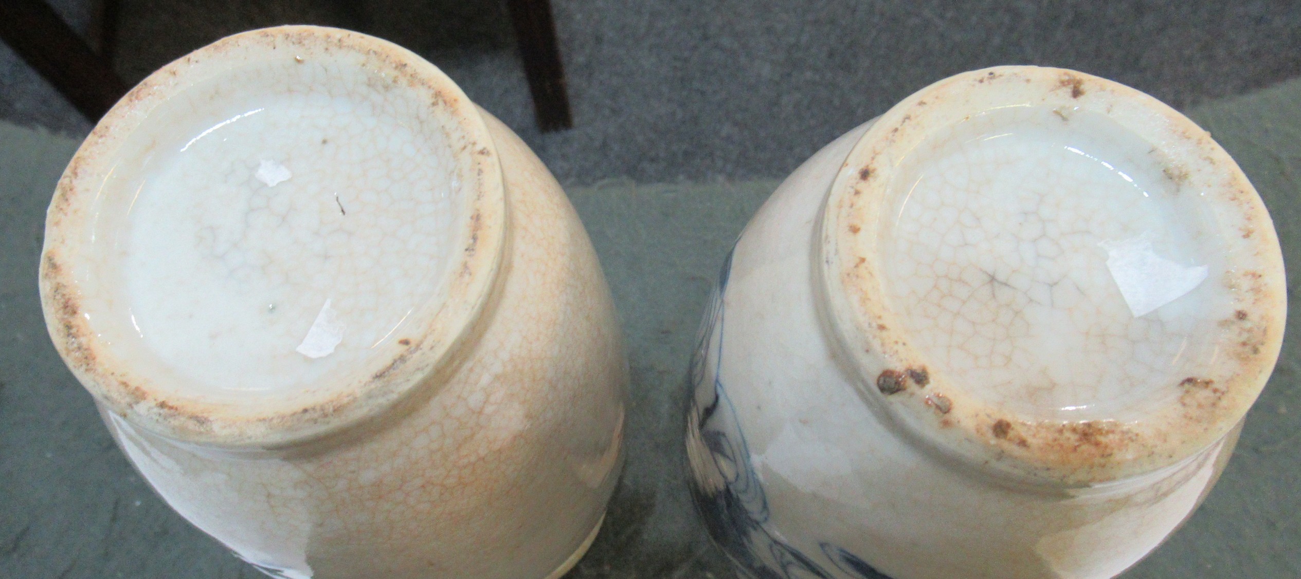 Pair of Chinese blue and white cup mouth baluster vases decorated with applied figures of an - Image 6 of 6