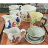 Tray of assorted china to include; oriental rice bowl, art pottery small plate, Pugh Brothers