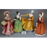 Three Royal Doulton bone china figurines to include; 'Julia' HN2705, 'Kirsty' HN2381 and 'Fleur'