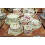 Tray of assorted china to include; Royal Albert English bone china commemorative mugs, Wedgwood bone