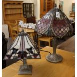 Two modern Tiffany style table lamps with lead glazed shades. (2) (B.P. 21% + VAT)