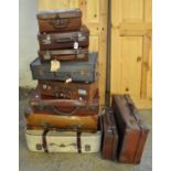 Collection of vintage suitcases of varying forms and size, some leather. (10) (B.P. 21% + VAT)