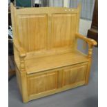 Good quality locally made ash open arm settle by Jim Harries of Pembrokeshire. (B.P. 21% + VAT)