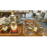 Two trays of Egyptian design English fine bone china by Compton & Woodhouse to include; 'The