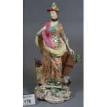 18th Century Derby porcelain figure of Britannia, incised marks to the base, 25.5cm high approx. (