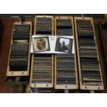 Four wooden cases of glass magic lantern slides, mainly religious and topographical subjects. (4) (