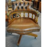 Reproduction leather button back swivel office or captain's chair. (B.P. 21% + VAT)