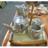 Four piece Picquot ware tea service with tray. (B.P. 21% + VAT)