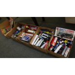 Four boxes of Diecast model vehicles, two with mainly boxes only, as well as lorries and tankers,