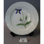 19th Century Swansea porcelain plate hand painted with botanical study, marks to the under side '