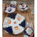 Tray of assorted china to include: pair of Gaudy Welsh bread and butter plates, two 'Bali' pattern