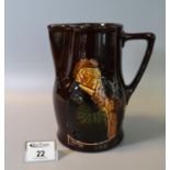 Royal Doulton series ware brown glazed jug with motto 'Would you know the value of money, try to
