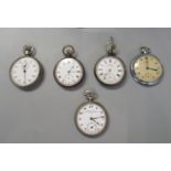 Collection of five silver and other pocket watches. (B.P. 21% + VAT)