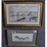 R Standish, 'Waterloo Bridge', watercolours, signed, 21 x 37 cm approx. Together with Gillian
