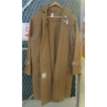 A camel colour men's vintage woollen duffel coat, possibly military with 'Coat Duffel Drab NATO size