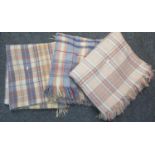 Three vintage woollen blankets or carthen in check design. (3) (B.P. 21% + VAT)