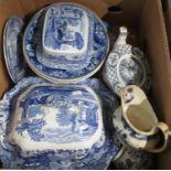 Box of assorted Spode 'Italian' design and other blue and white items including Wedgwood, various;