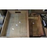 Box containing four wooden tea trays. (B.P. 21% + VAT)