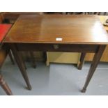 Edwardian mahogany single drawer side table on square tapering legs and spade feet. (B.P. 21% + VAT)