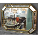 Mid Century gilt framed mirror with canted panels, overall 68 x 84cm approx. (B.P. 21% + VAT)