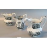 Three Swansea Pottery jugs to include: Baker, Bevan & Irwin 'Opaque China' baluster shaped,