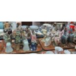 Two trays of mainly figures of oriental ladies/geisha girls, some with impressed seal and