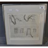 Sheila Horton (British 20th Century), 'Holiday Cottage', artist's proof uncoloured etching, signed