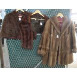 A vintage fur coat and two fur stoles. (3) (B.P. 21% + VAT)