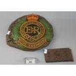 Royal Engineers moulded crest, together with a production mould and another smaller. (B.P. 21% +