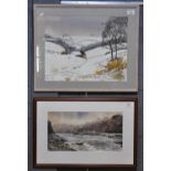 Martin Podd, 'Above Sudeley', a winter scene, watercolours, signed and dated '99, 36 x 46cm