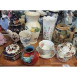 Two trays of assorted china to include; various graduated dresser jugs, some Allerton's Gaudy Welsh,