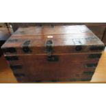 Rustic stained pine metal banded trunk with metal carrying handles. (B.P. 21% + VAT)