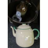 Large copper jam pot or cauldron together with a stoppered stone jar marked 'Macintosh Brothers,