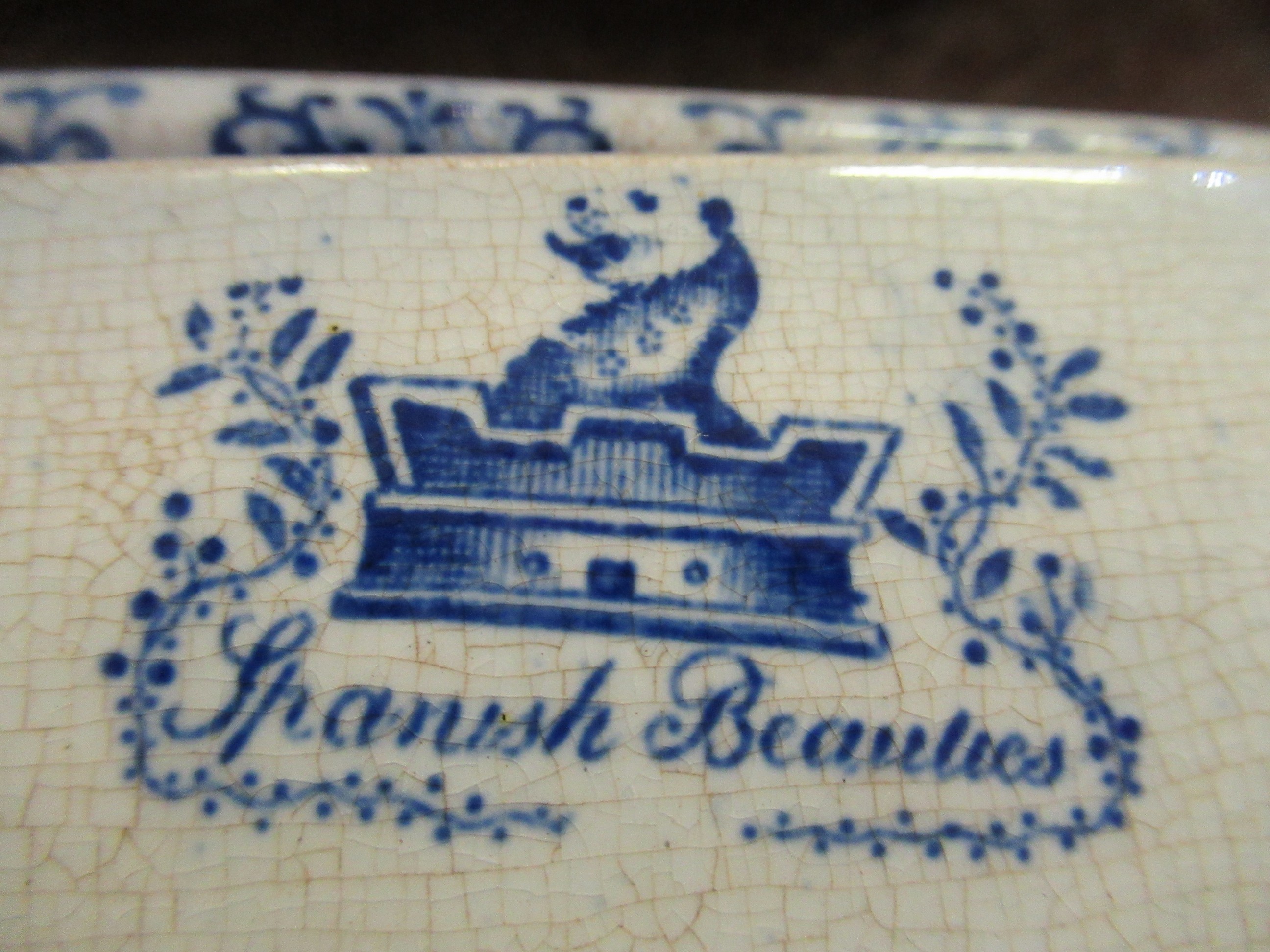 A pair of 19th Century blue and white Staffordshire meat dishes 'Spanish Beauties' pattern, - Image 9 of 12