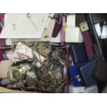 Box of assorted costume jewellery, watches, empty jewellery and ring boxes, etc. (B.P. 21% + VAT)