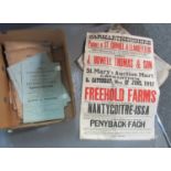 Box containing various local ephemera to include; four copies of the 1919 conditions of sale of