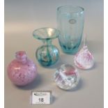 Collection of art glass to include; Portmeirion, Mdina vases, Caithness paperweight etc. (5) (B.P.