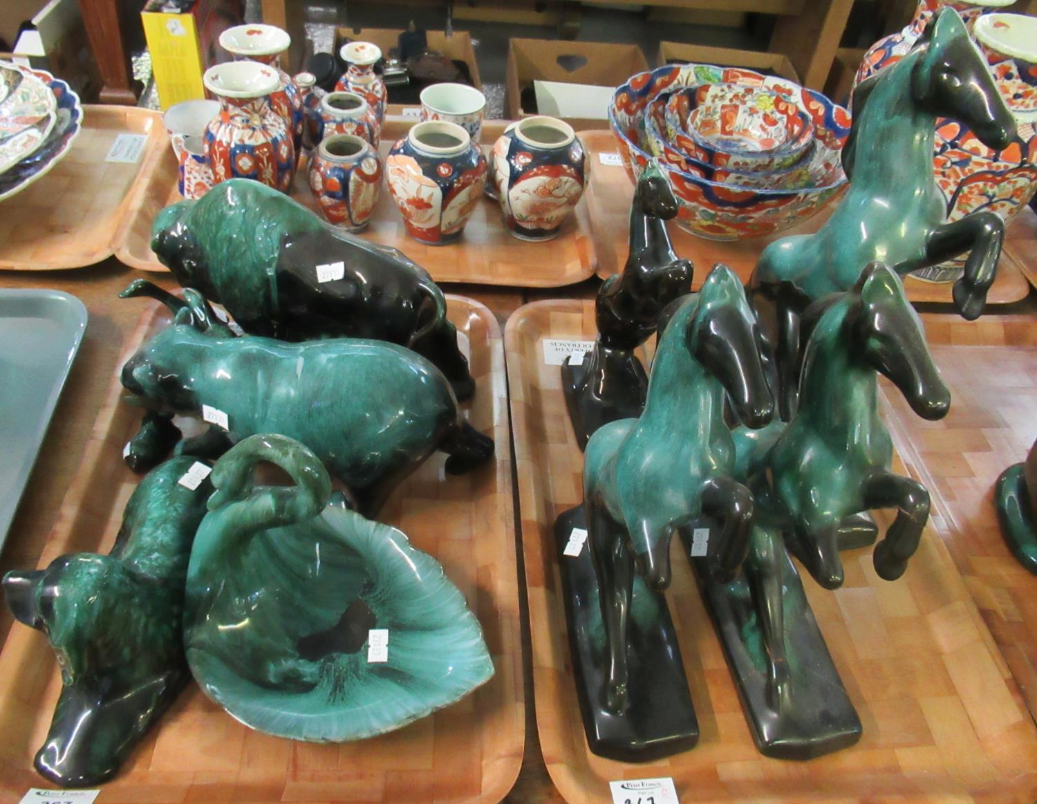 Four trays of Canadian hand crafted Blue Mountain pottery to include: figurines of dolphins, cats, - Image 2 of 2