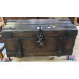 17th Century style oak carriage trunk with metal mounts. (B.P. 21% + VAT)