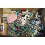 Tray of assorted costume jewellery, multicoloured beads, necklaces, bangles, ladies vanity items