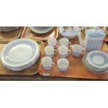 Four trays of Royal Doulton 'Counterpoint' tea, coffee and dinnerware to include: eight dinner
